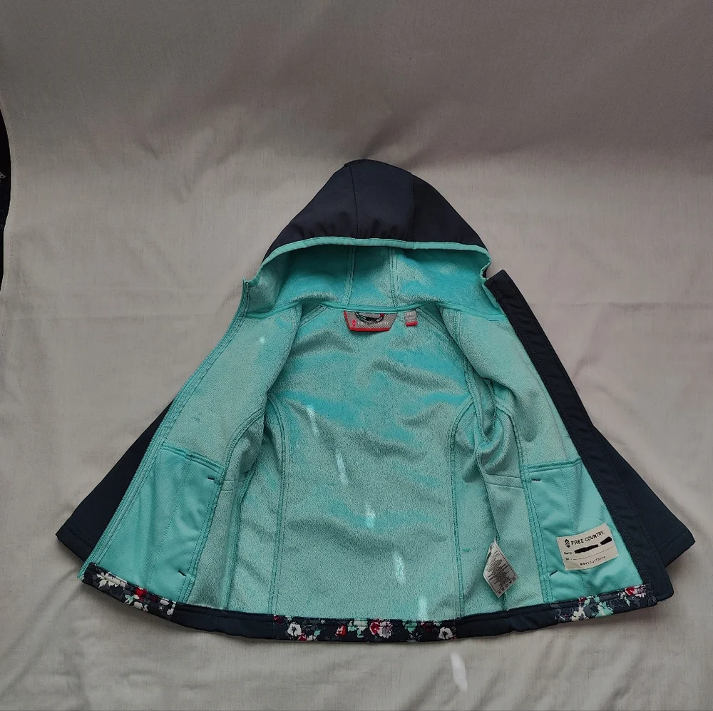 Free Country Girl's Softshell Wind & Water Resistant - Gray Floral - Size 5/6 - Picture 6 of 13